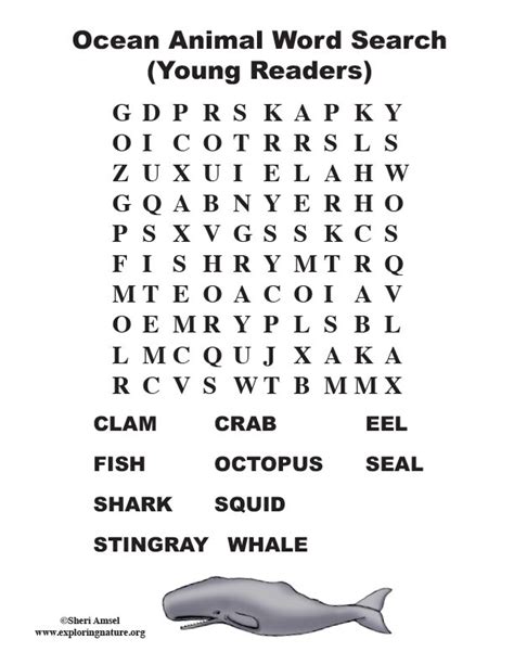 The Ocean Animals Word Search Is Shown In This Printa