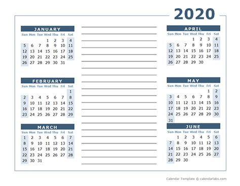 Blank Two Page Calendar Template For 2020 Free Printable Templates