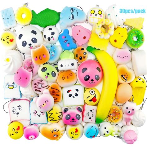 30 Pieceset Anti Stress Soft Squish Cute Squishy Set Phone Mini Toys