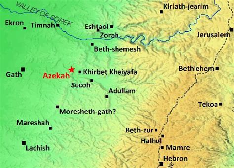 Map Of The Shephelah With Azekah Overlooking The Elah Valley Lachish