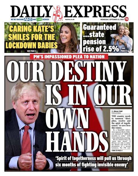 Daily Express Front Page 23rd Of September 2020 Tomorrows Papers Today