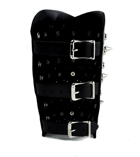 Spike And Stud Black Leather Wristband Heavy Metal Armband Gauntlet