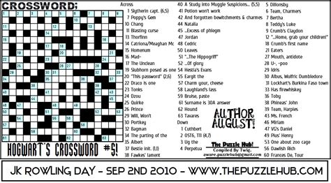 Make a crossword puzzle make a word search from a reading assignment make a word search from a list of words. Printable Harry Potter Crossword Puzzles | Party ...