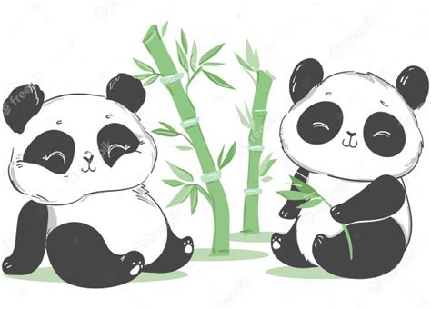 Cute Panda And Bamboo Illustration Cartoon Character