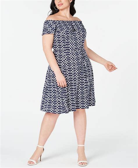 Love Squared Trendy Plus Size Off The Shoulder Printed Dress Macy S