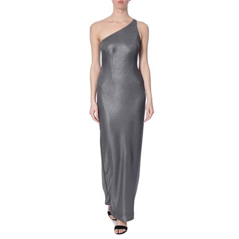 Silver Long Foiled Mesh Metallic Dress Brandalley