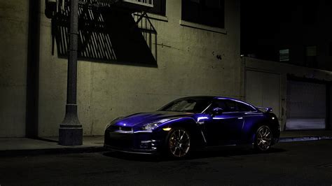 Free Download Hd Wallpaper Blue Coupe Nissan Gt R Car Blue Cars