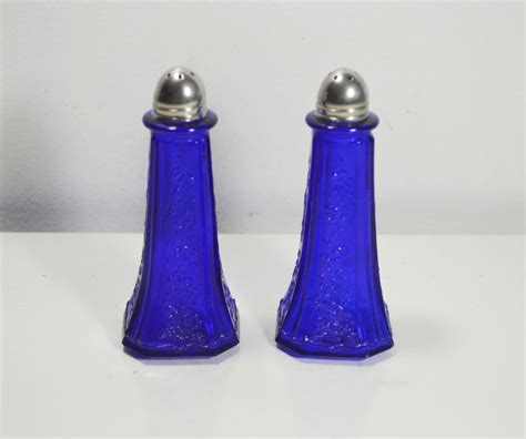Cobalt Blue Glass Salt And Pepper Shakers By Oldchurchstore