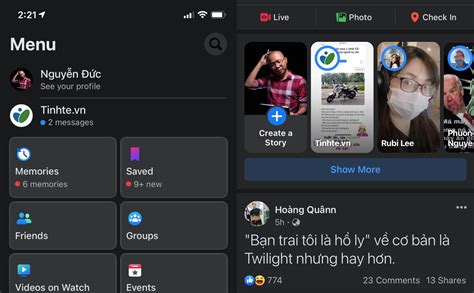 Android and ios offer the feature that converts colors to create a darker background for improved visibility, day or night. Facebook app cập nhật dark mode trên iOS và Android | Tinh tế