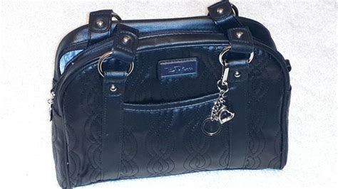 New Bella Russo Purse Dual Compartment Handbag Black Quilted Faux
