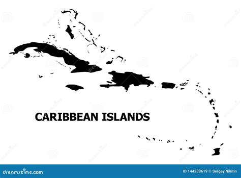 Caribbean Islands Central America Map Card Blue White D Vector Blank