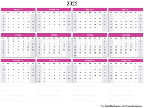 Year 2022 Calendar Templates 123calendarscom Year 2022 Calendar