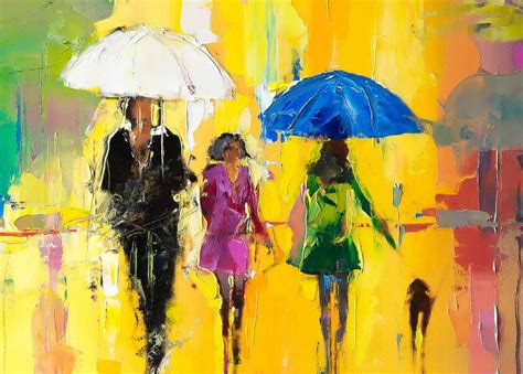 Under Blue Umbrella Oil Painting By Ewa Czarniecka Artfinder
