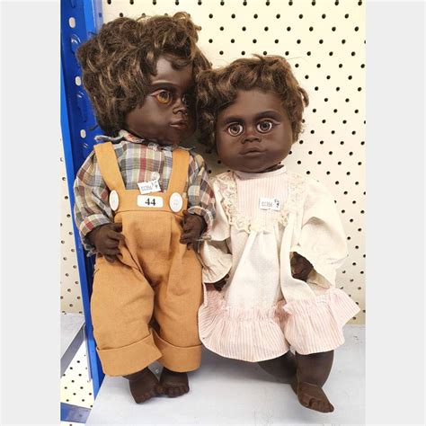 Two Netta Aboriginal Soft Plastic Dolls Raffan Kelaher And Thomas Pty Ltd