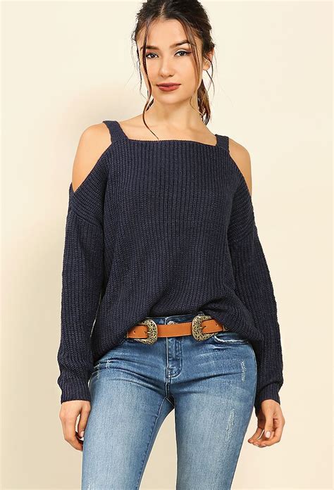 Knit Open Shoulder Sweater Shop Whats New At Papaya Clothing Open