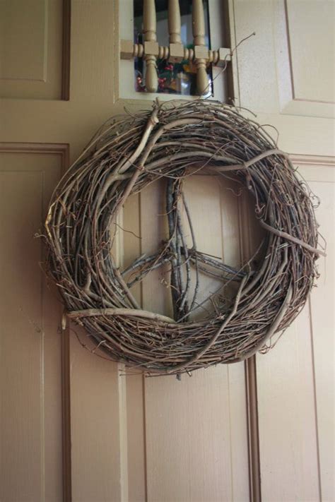 Peace Sign Grapevine Twig Wreath Plain By Tadaworkshop On
