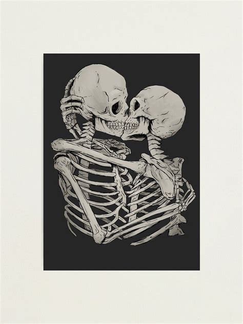 Skeleton Kiss Grey Background Photographic Print By Studio A