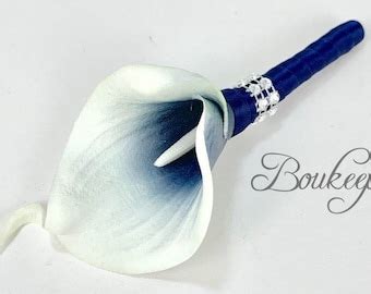 Choose Ribbon Color Real Touch Navy Blue Calla Lily Etsy