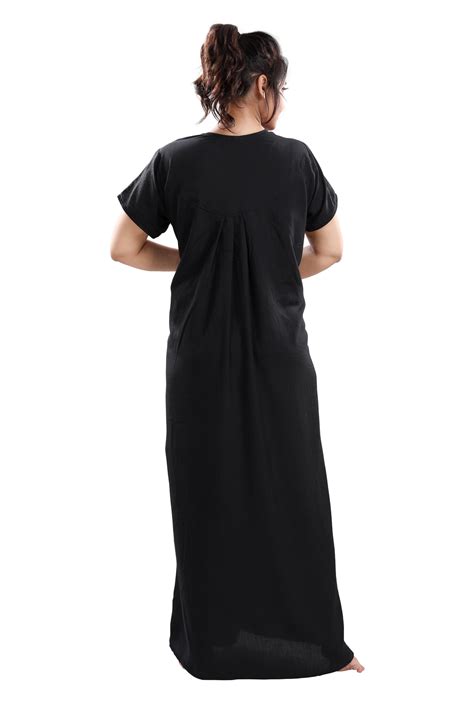 Buy Be You Embroidered Women Crush Cotton Nighty Night Gowns Free Size Black Online ₹779