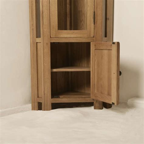 Tuscan Solid Oak Corner Display Cabinet Buy Online