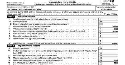 Irs Form 1040 Schedule 1 2019 Additional Income And Adjustments To