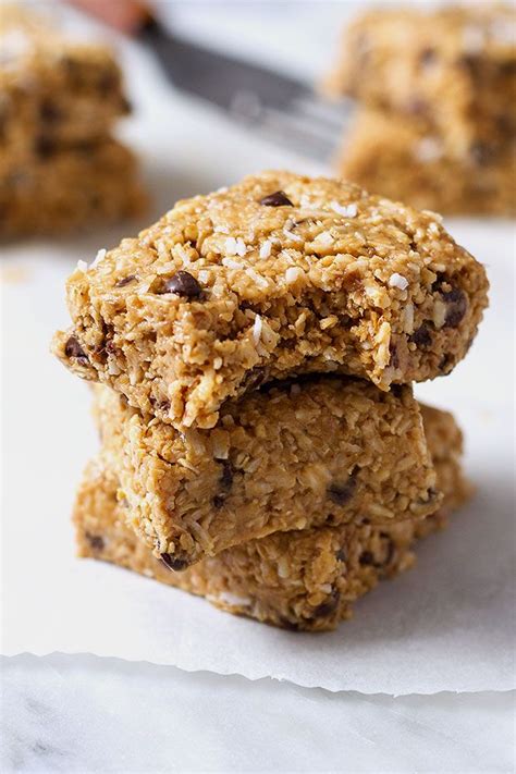 Oatmeal, vanilla protein powder, peanut butter, coconut cream. No Bake Energy Bars with Oat Peanut Butter Chocolate ...