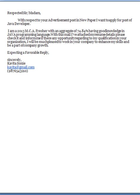 A creative cover letter can make your job application stand out from the rest of your competition. Sample cover letter for resume of a fresher - sludgeport693.web.fc2.com