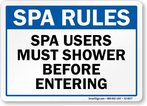 spa users must shower before entering spa etiquette sign sku s2 0077