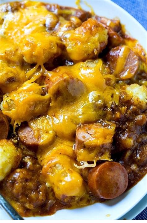 Add the mustard, and stir. Easy Casserole Recipes | Cheesy Hot Dog Tater Tot ...