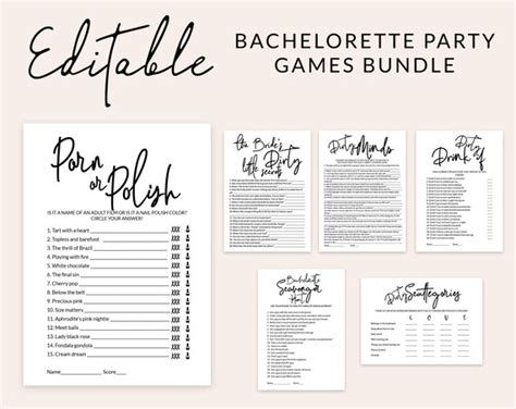 Dirty Bachelorette Party Games Printable Bundle Editable Hen Etsy