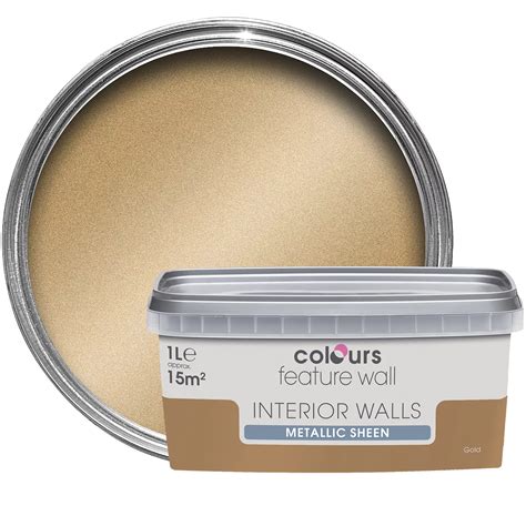 Colours Feature Wall Gold Effect Metallic Emulsion Paint 1l Departments Diy At Bandq