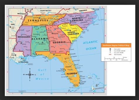 Map Of The Southeast Region Of The United States ...