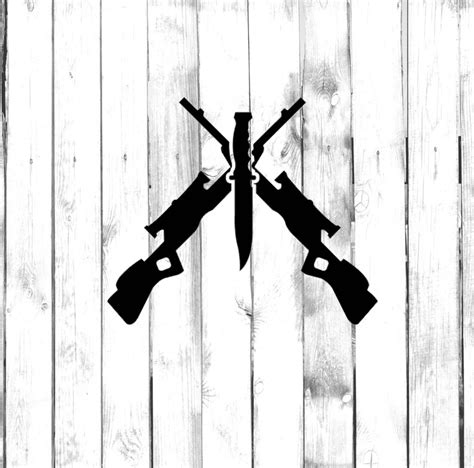 Hunting Rifles Crossed With Hunting Knife Di Cut Decal Etsy