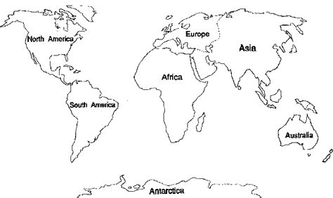 Map showing 7 coninents of the world. Continents Lesson