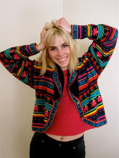 Eighties Sweater 1980s Psychedelic Bomber Sweater With Neon Etsy