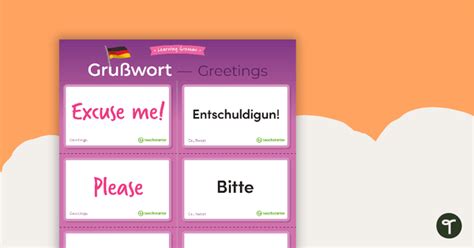 Greetings German Language Flashcards Teach Starter