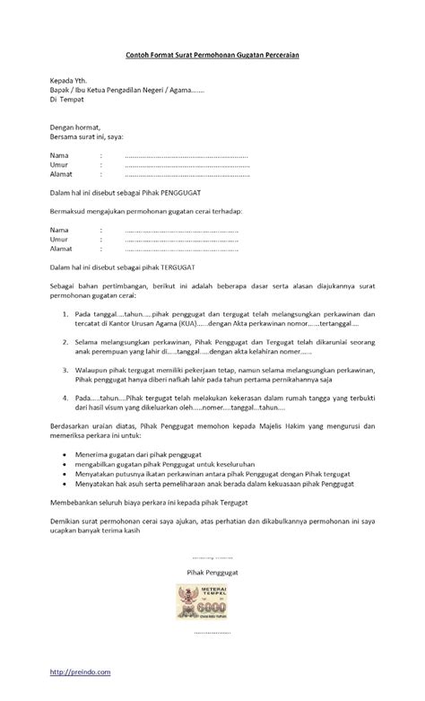 Contoh surat perjanjian kontrak kerja karyawan perusahaan swasta (1). Contoh Surat Gugatan Cerai yang Benar