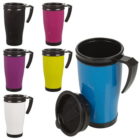 Insulated Double Wall Non Spill Travel Mug With Lid Easy Grip Coffee