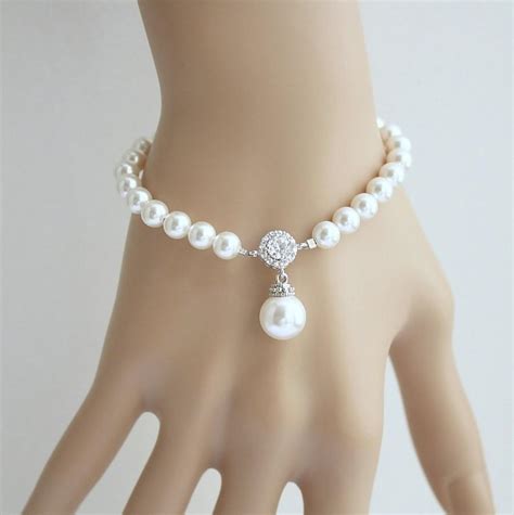 Bridal Pearl Bracelet Wedding Jewelry Pearl Wedding Bracelet White OR