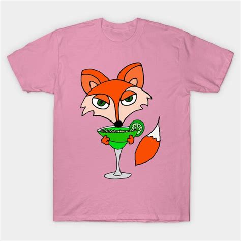 Spring Summer Discount Women Tops Cool Foxy Red Fox Drinking Margarita