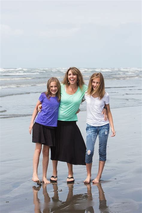 Mother And Daughters At The Beach Stock Image Image Of Daughter