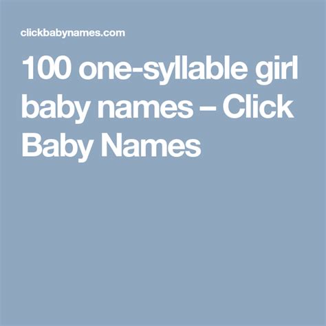 100 One Syllable Girl Baby Names Click Baby Names Baby Names Baby