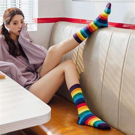 Rainbow Cute Socks Cosmique Studio Aesthetic Clothing