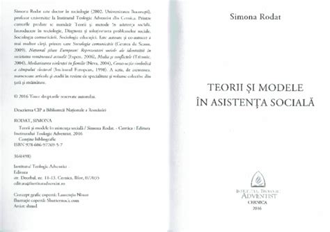Pdf Teorii și Modele în Asistența Socială Simona Rodat