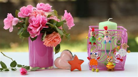 Full HD Wallpaper vase toy pink close-up candle, Desktop ...