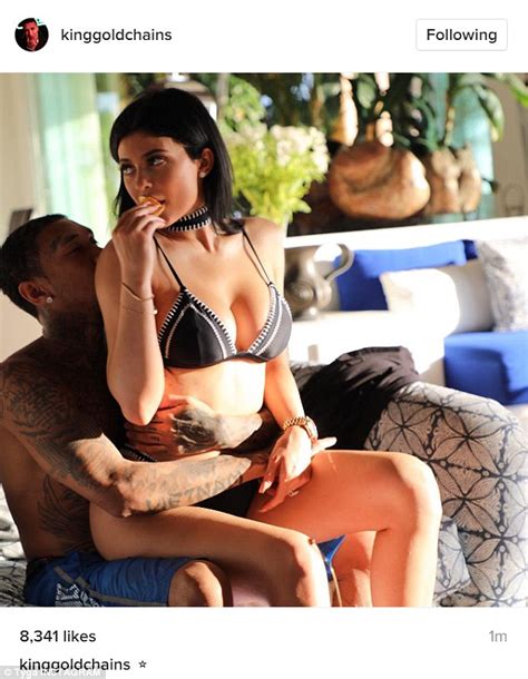 Kylie Jenner Sits On Tyga S Lap In Sexy Bikini Snap From Couple S Mexican Getaway Daily Mail
