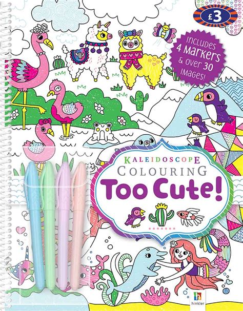 kaleidoscope colouring too cute and 4 markers wiro books adult colouring adults hinkler