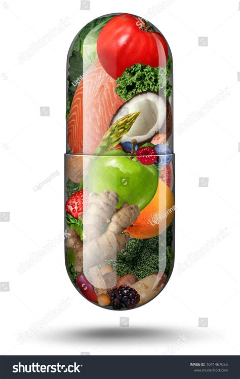 Nutrition Supplements Vitamin Capsule Fruit Vegetables Stock