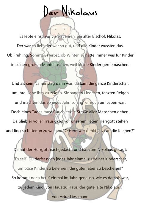 Einfache anleitung mit drei druckvorlage. Der Nikolaus … | Nikolaus lieder, Gedicht weihnachten ...