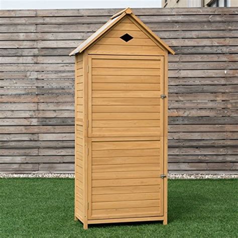 Caraya Single Door Outdoor Storage Cabinet Unit Fir Wooden Garden Yard
